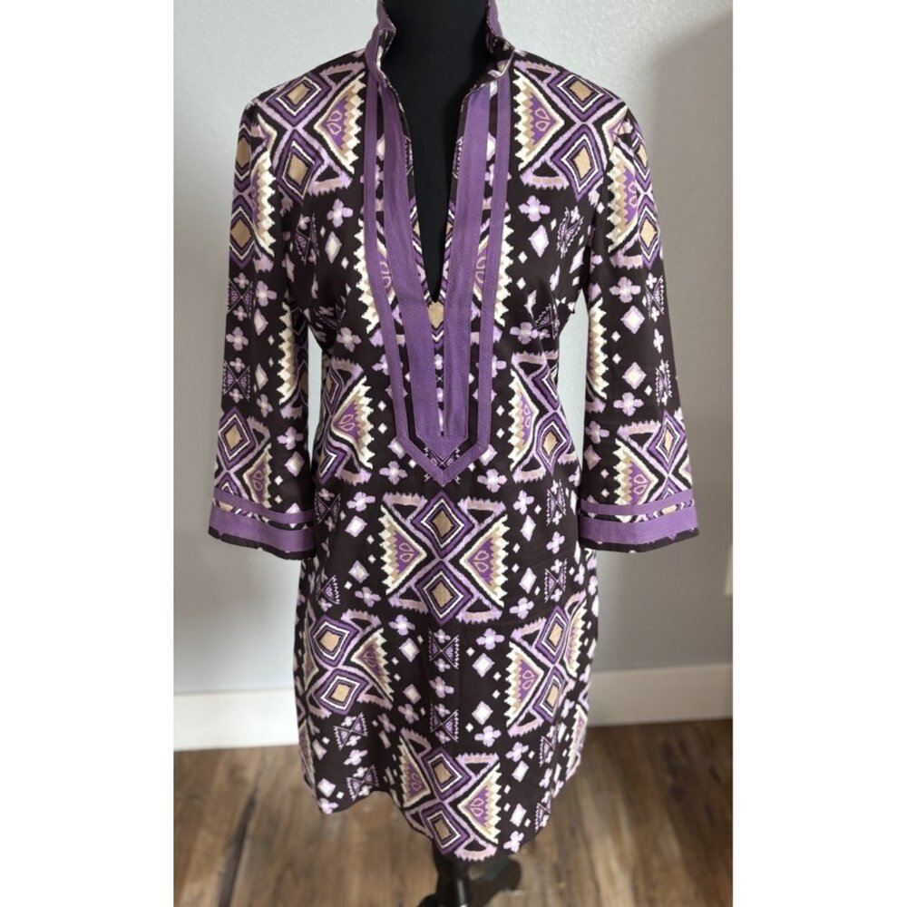 Tory Burch Purple and White Midi Dress